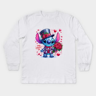 Valentines Day Stitch, Stitch Love Kids Long Sleeve T-Shirt